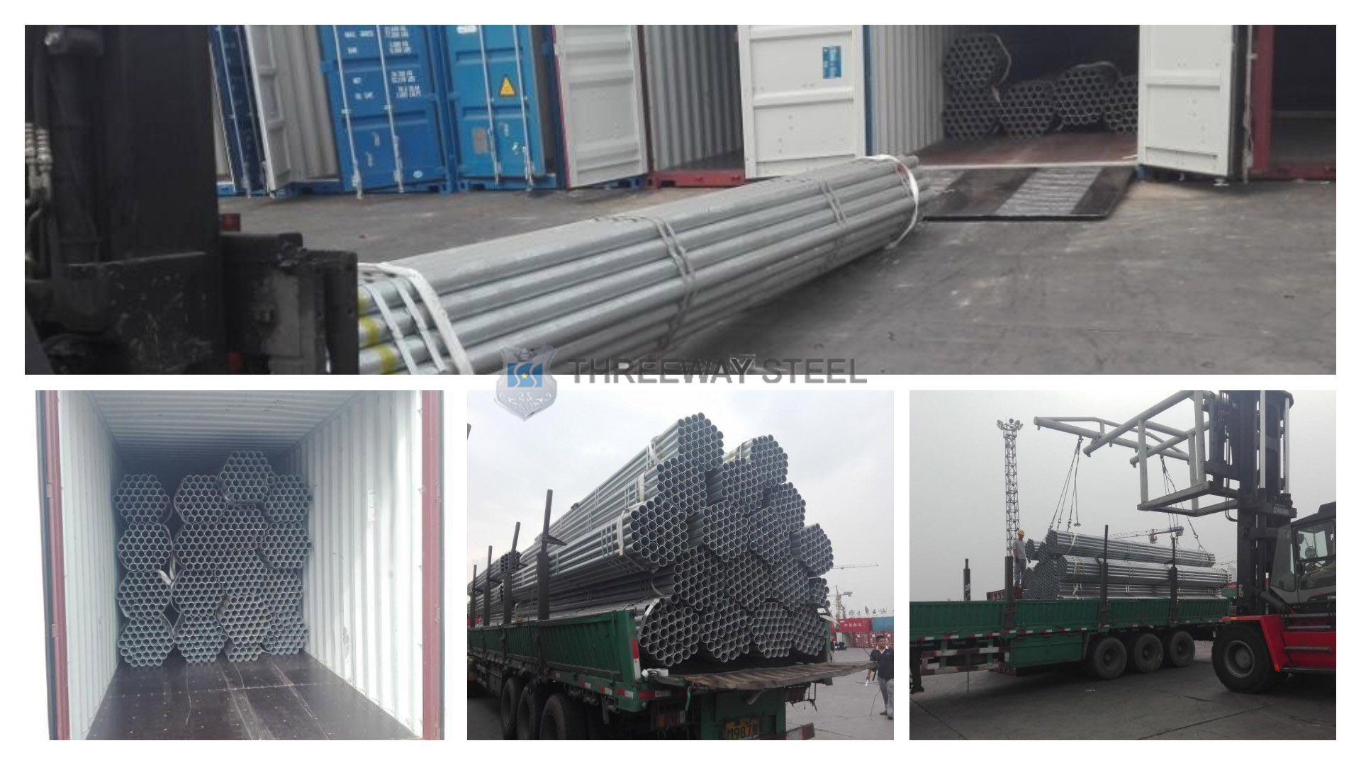 Exportación de tubos de acero galvanizado.
